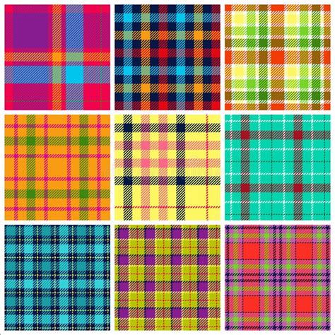 Set Of Plaid Seamless Patterns Bright Colors Stock Vector Illustration Of Blue Paper 66604205
