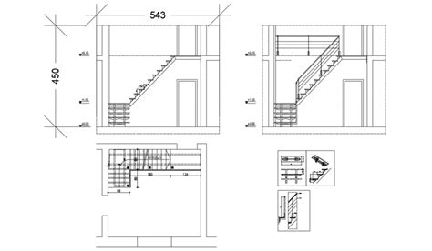 Staircase Design Section And Plan Cad Drawing Details Dwg File Cadbull