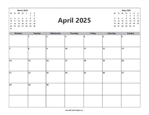 April 2025 Calendar Free Printable