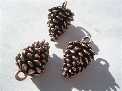 5 Antique Copper Pine Cone Charms 20mm Zinc Based Alloy 3D Charms
