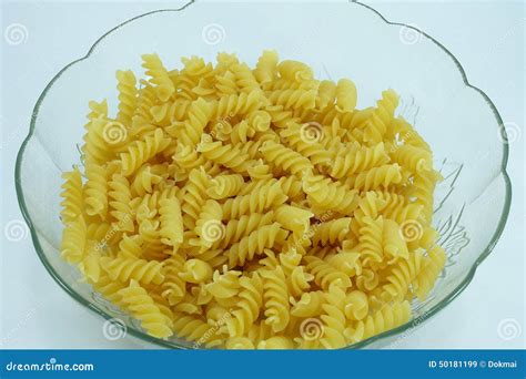 Close Up Of Uncooked Italian Spiral Pasta In A Bowl Stock Image Image