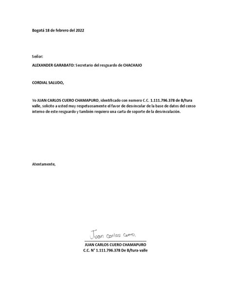 Carta De Desvinculacion 2022 Pdf