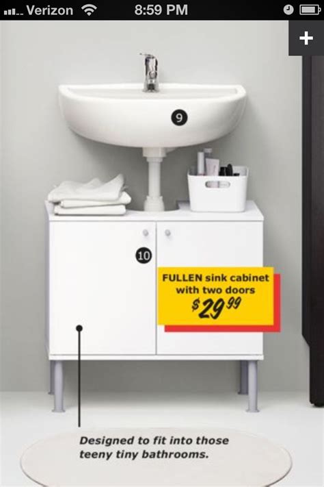 Modern white under sink bathroom cabinet undersink cupboard(u)freemainlandukpost. IKEA bathroom sink cabinet | Bathroom makeover, Tiny ...
