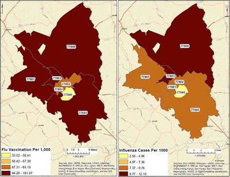 Influenza Cases And Vaccination Rates By Zip Code Brazos County