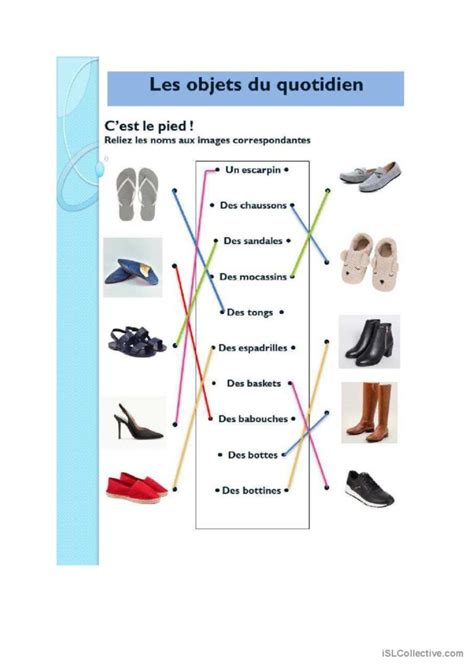 Objets Du Quotidien Les Chaussures Français Fle Fiches Pedagogiques Pdf And Doc