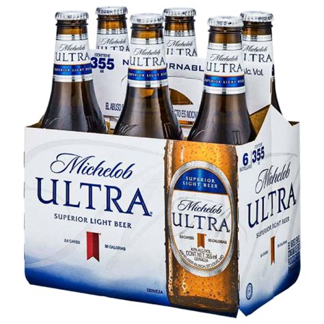 6 Pack Cerveza Michelob Ultra Superior Light Beer Botella 355 Ml A