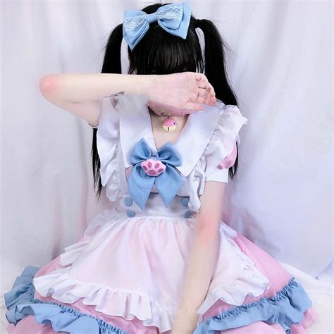 Lolita Dress Maid Costume Ruffle Frill Apron Waitress Fancy Japanese