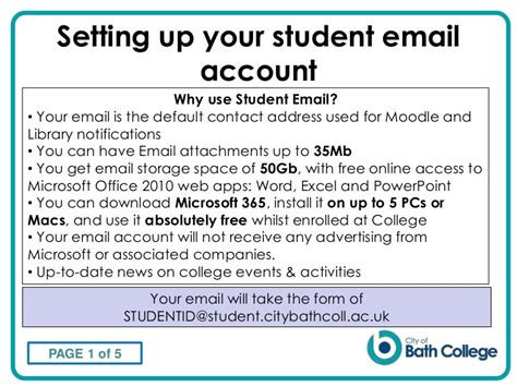 Setting Up Your Student Email Account 5 Nov 14