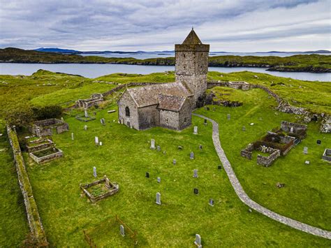 Aerial Of St Clements Church Rodel Isle Of Harris Outer Hebrides