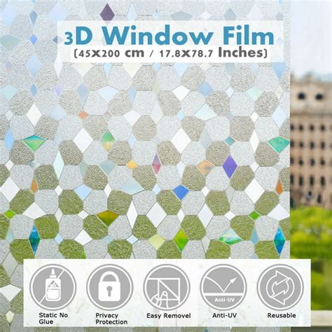 1 Roll 3d Decorative Window Privacy Film Window Vinyl Clings Stained