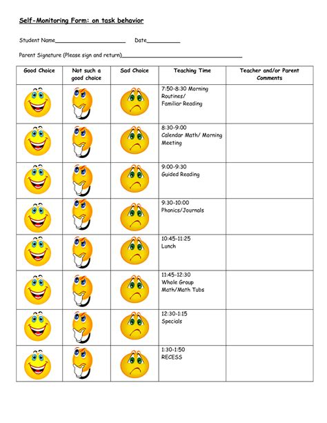 Behavior Chart For Kids Printable
