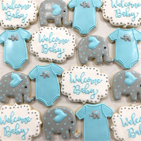 5 out of 5 stars. Elephant themed baby shower decorated sugar cookies ...