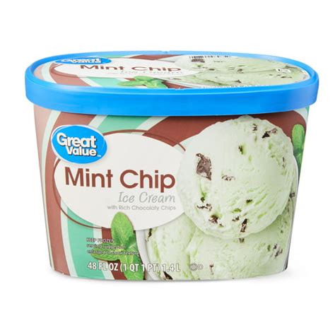 Great Value Mint Chip Ice Cream With Rich Chocolaty Chips 48 Fl Oz