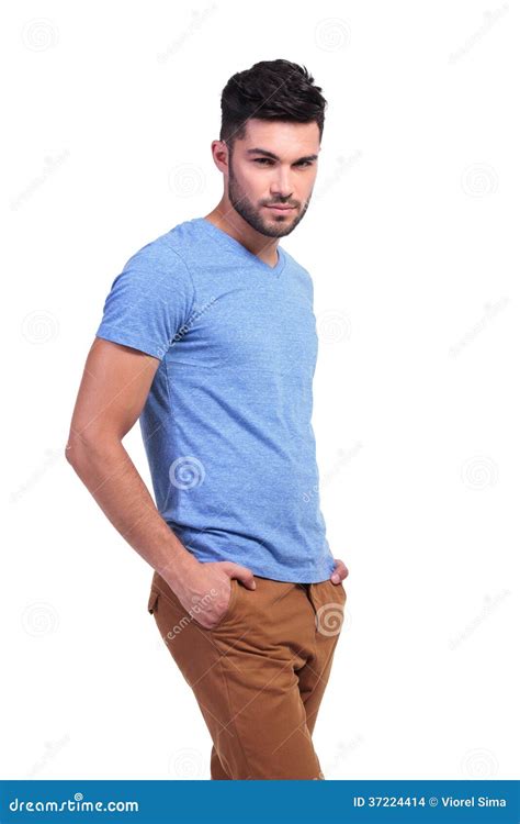 Smiling Casual Man With Hands In Pockets Stock Photo Image Of Look
