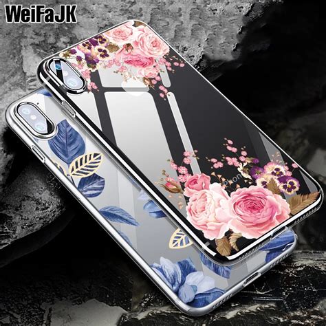 Weifajk Phone Case For Iphone 8 7 6 6s Girls Floral Silicone Cases For Iphone Xs Max Xr 8 7 6 6s