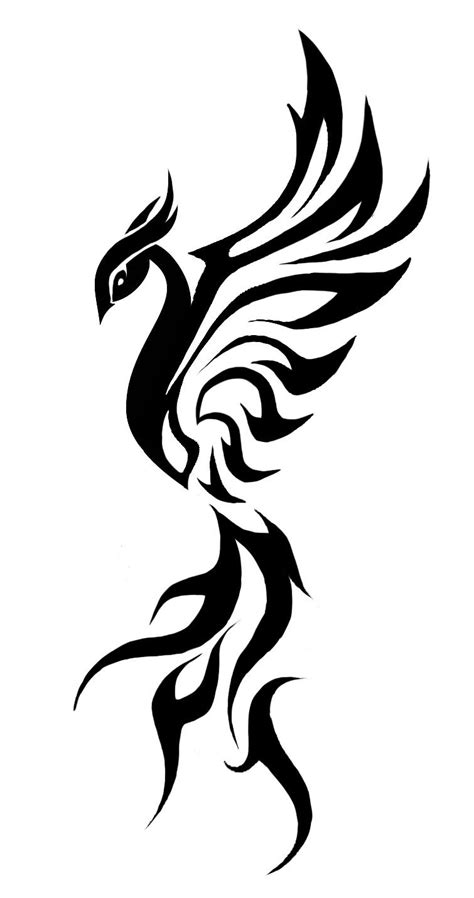 Same In Black Phoenix Tattoo Design Bird Drawings