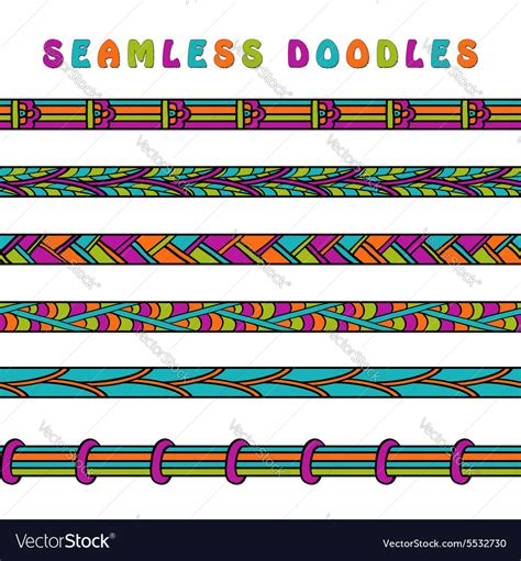 Colored Seamless Doodle Border Line Royalty Free Vector