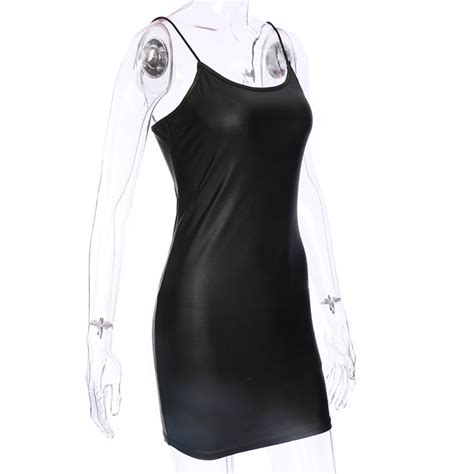 women black sexy leather dresses latex club wear costumes clothing pvc dress catsuits cat suits