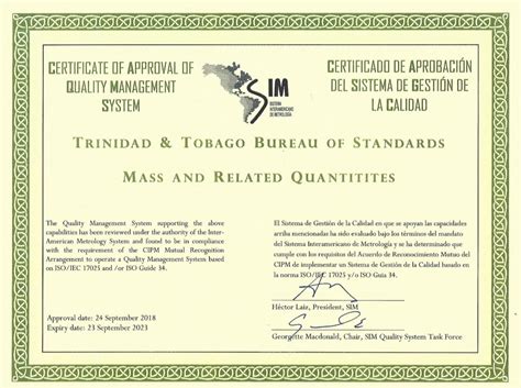 First Certificate Of Approval Of Quality Management System For