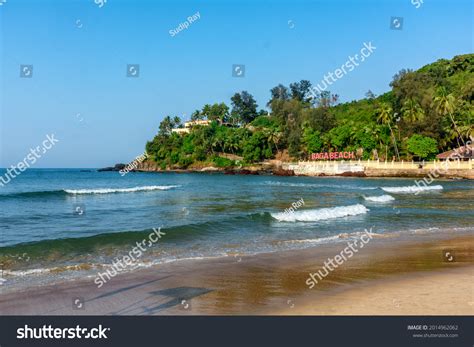 Beautiful Baga Beach Waves Lapping Onto Stock Photo 2014962062