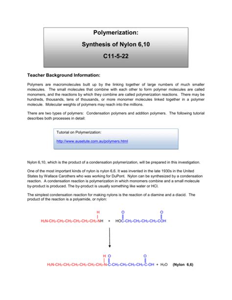 Polymerization Synthesis Of Nylon 610 C11 5 22