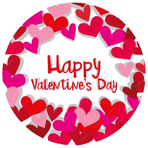 Premium Vector Happy Valentine Card Template With Hearts In Red And Pink