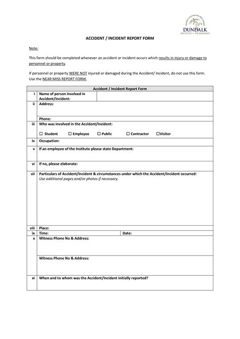 Injury Incident Form Templates At
