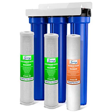 ispring whole house water filter system w 20” x 2 5” sediment and carbon water filters 3 stage