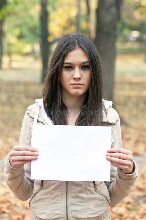 490 Girl Holding Blank Paper Free Stock Photos Stockfreeimages