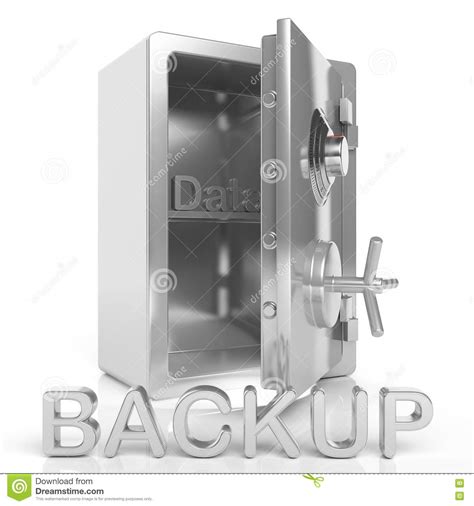 3d Rendering Of Open Safe With Data Backup Text Stock Illustration