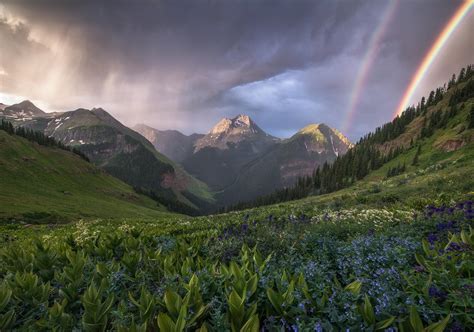 Double Rainbow Over The San Juan Mountains Colorado Usa