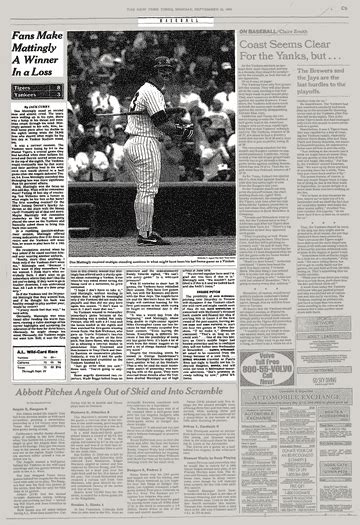 Baseball Fans Make Mattingly A Winner In A Loss The New York Times