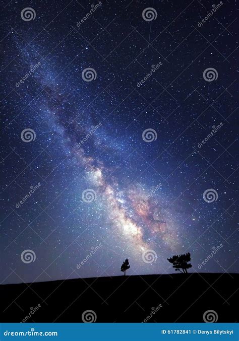 Milky Way Beautiful Summer Night Sky With Stars Stock Image Image Of