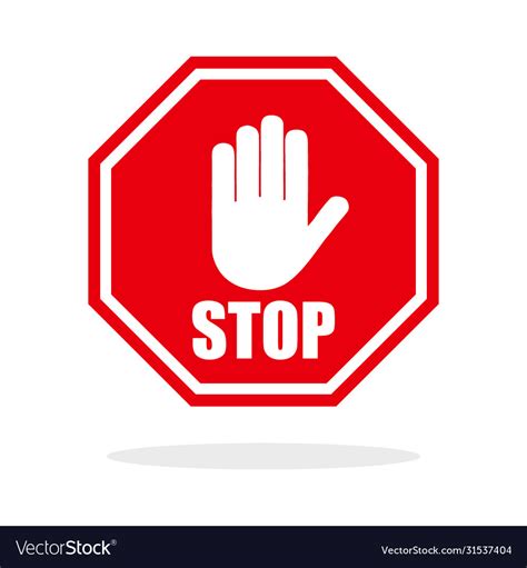 Red Stop Hand Sign Royalty Free Vector Image Vectorstock