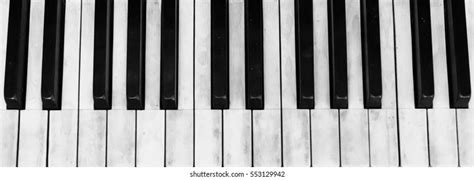 Piano Keyboard Flat Top View Horizontal Stock Photo 1074342776