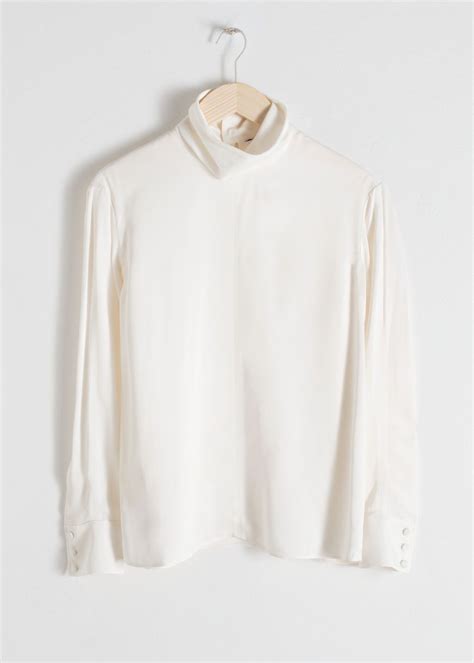 Satin Turtleneck Blouse Cream Blouses And Other Stories Clothes