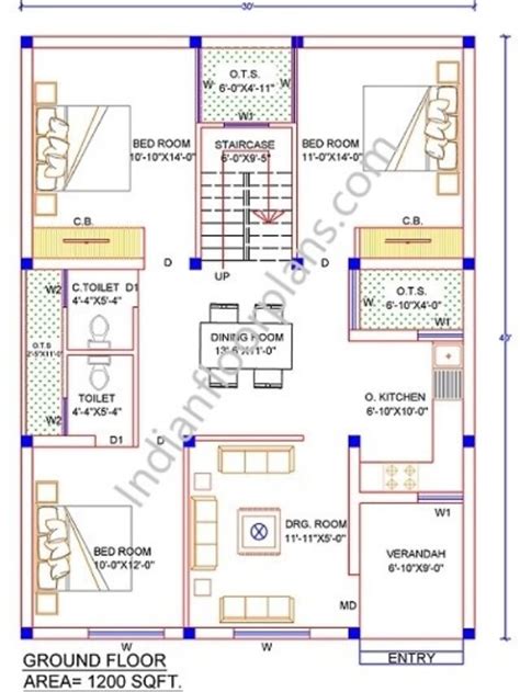 North Facing House Vastu Plan 30x40 Indian Floor Plans