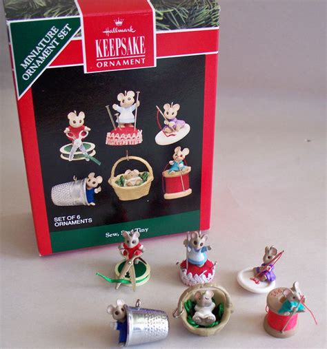 Sew Sew Tiny Hallmark Keepsake Miniature Ornament Set 1992 Hallmark Ornaments Hallmark
