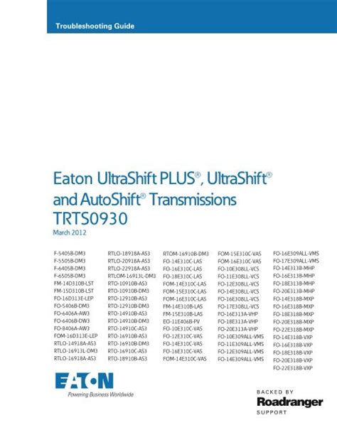 Eaton Ultrashift PlusÂ® UltrashiftÂ® And Weller Truck Parts