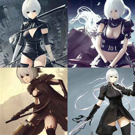 Nier Automata Official Character Art Sakimichan Stable Diffusion