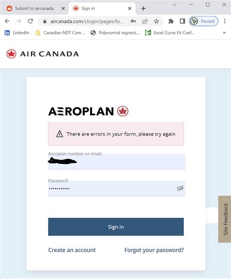 Can't log in to Aeroplan account? Try an incognito browser tab. : r
