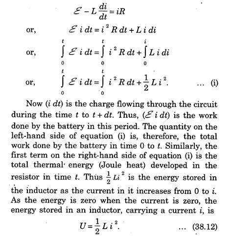 Sirmaam Derive An Expression For Energy Stored In Self Inductance Physics Electromagnetic