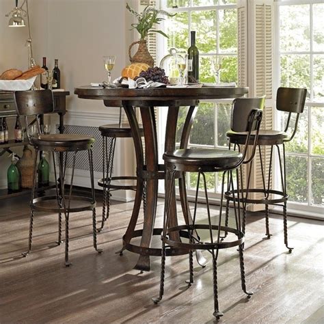 Two matching stools and a high pub table are included in. Stanley Furniture European Farmhouse 5 Piece Pub Set - 018 ...