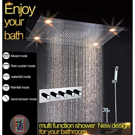 23x31 Luxurious Recessed Rain And Waterfall Led Shower System 5 Mode