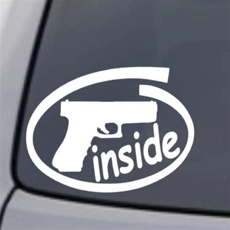 Pegatina Gun Inside Decal Pistol Sticker Car Window Vinyl Decal Funny
