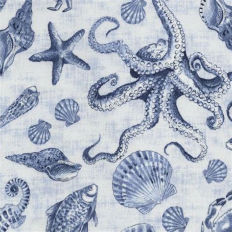 Coast Line Sea Life Fabric Delft Sold By The 12 Yard Sea Life