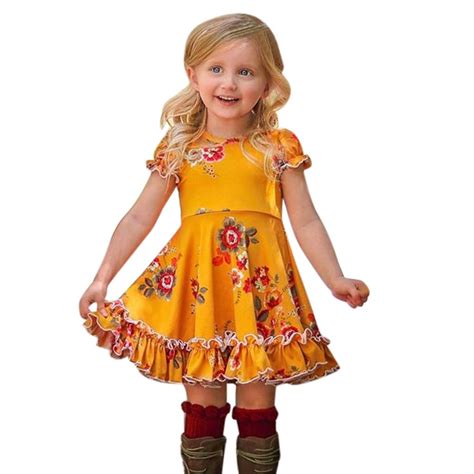 Buy Jne Ruched Ruffles Floral Flowers Princess Dresses Clothes Toddler