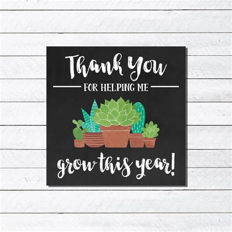 Teacher Appreciation Tag Thank You For Helping Me Grow This Etsy