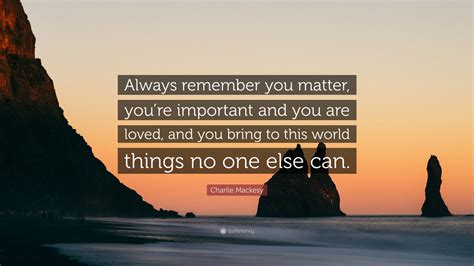 Charlie Mackesy Quote “always Remember You Matter Youre Important