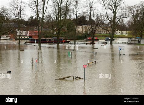 Flood Water From The Swollen River Thames At Wallingford Oxfordshire